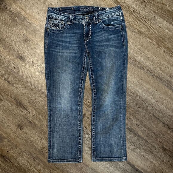 Miss Me Capri Jeans Size 31 JE5146P6 Dark Wash Mid Rise - Picture 4 of 8